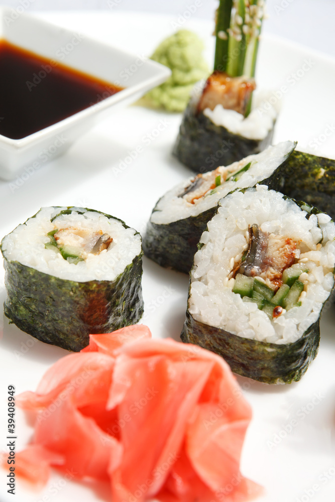 sushi with soy sauce sushi with soy sauce