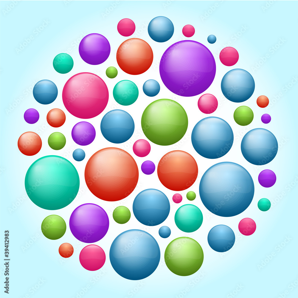 Set of colored particles Set of colored particles