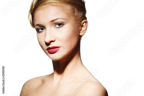 Beautiful face of a glamour woman with brightly makeup