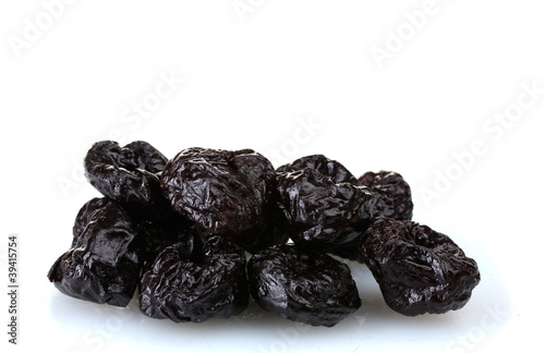 yummy dried plums isolated on white