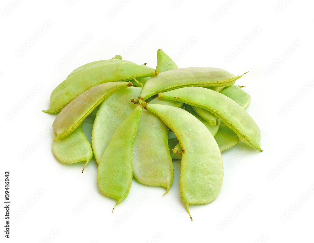 Pods of green peas sweet on a white background Pods of green peas sweet on a white background