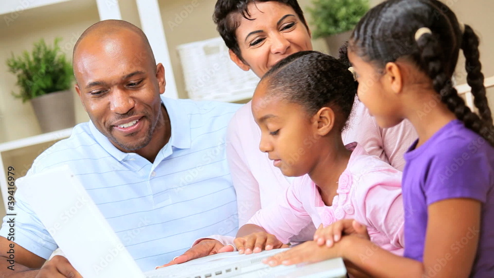 African American Family Using Online Web Chat African American Family Using Online Web Chat