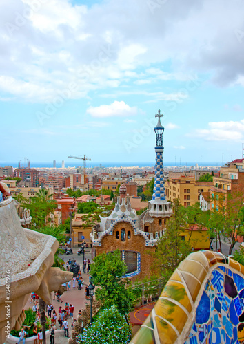 Ginger bread house designed by Gaudi in Park Guell, Barcelona