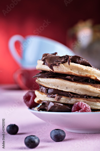 pancakes with raspberries photo