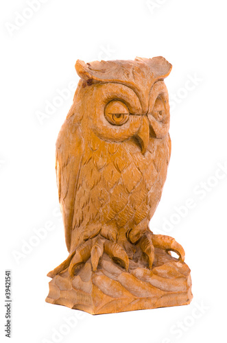 isolated wooden owl souvenir