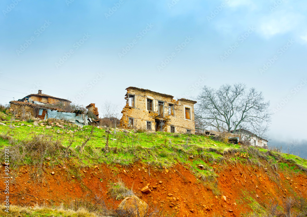 Destroyed house near Kastoria town in northern Greece Destroyed house near Kastoria town in northern Greece