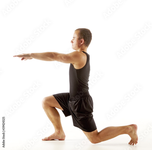 Young man stretching