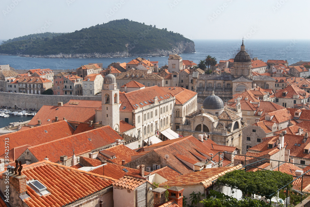 Croatia, Dubrovnik. The top view of the old town