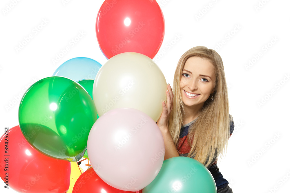 custom made wallpaper toronto digitalWoman holding balloons against white background