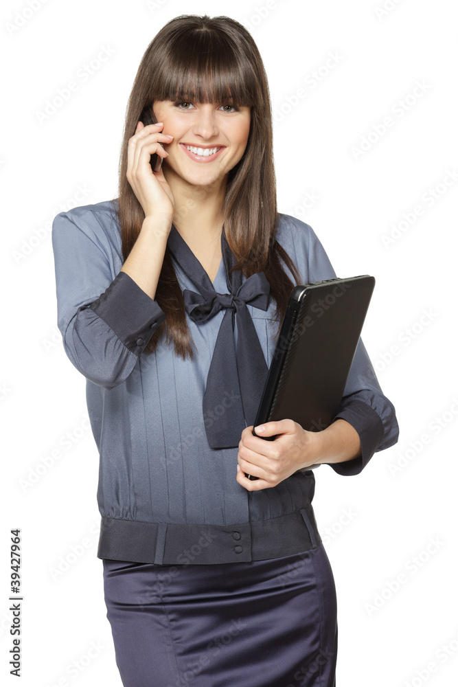 Young smiling business woman talking oh the phone Young smiling business woman talking oh the phone