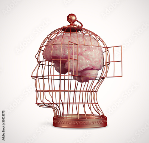 Obraz na plátne Brain inside a cage