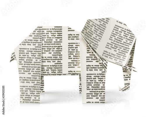 elephant origami paper toy vector illustration isolated on