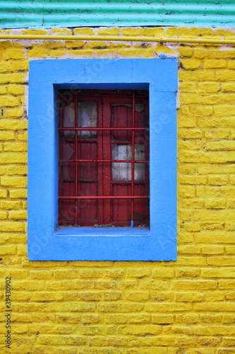Colorful wall and window at La Boca in Buenos Aires
