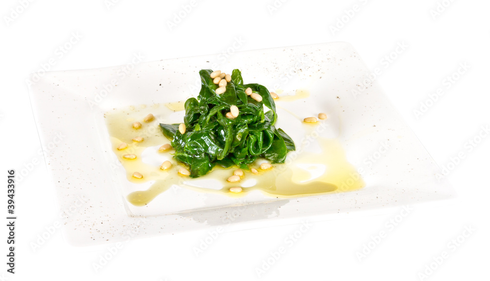 dish of the spinach with cedar nut dish of the spinach with cedar nut