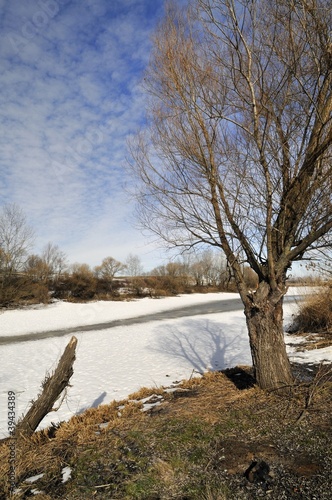 Bottom of the drained lake during a snowy season © Croato