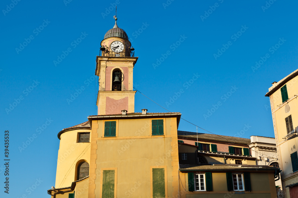 Bell Tower in the Village of Camogli, Italy