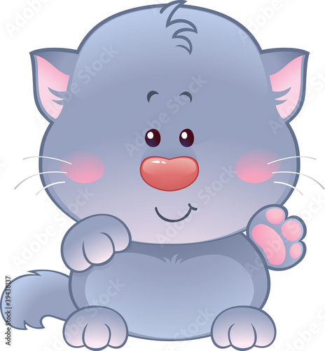 Vector illustration of cute kitten