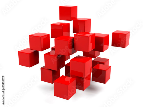 Abstract geometric shapes from cubes isolated.