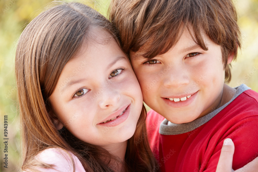 Portrait hispanic brother and sister outdoors Portrait hispanic brother and sister outdoors