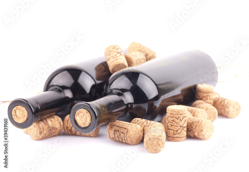 wine bottles and corks photo