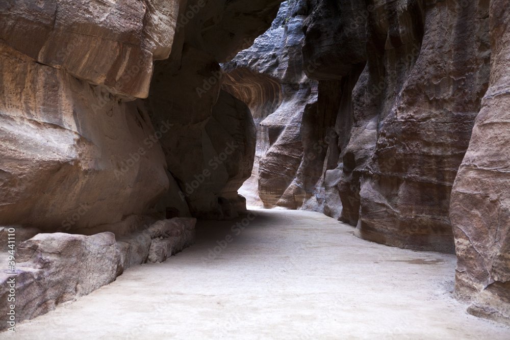 The Siq - the entrance road of historical site Petra - Jordan