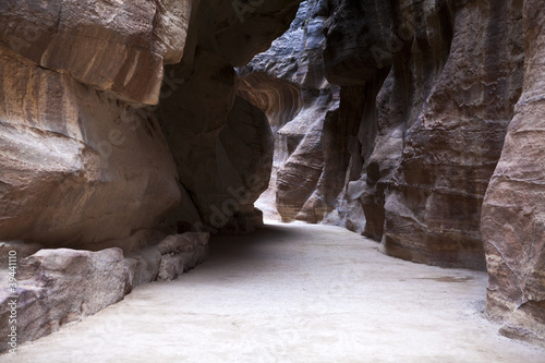The Siq - the entrance road of historical site Petra - Jordan