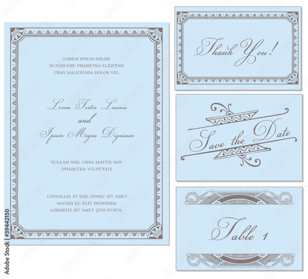 Vector Vintage Wedding Frame Set - for invitations or announceme