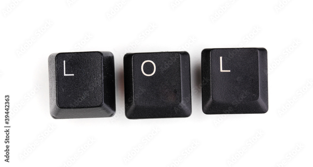 Keyboard keys saying lol isolated on white Keyboard keys saying lol isolated on white
