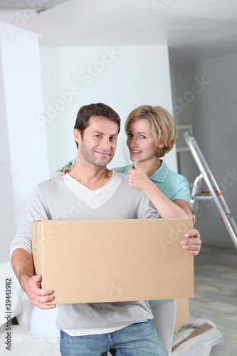 A couple moves into a new home