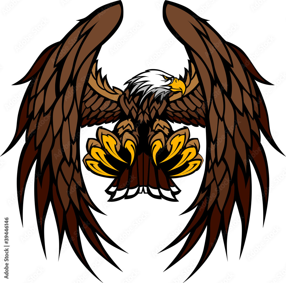 Obraz premium Skrzydła orła i pazury maskotka ilustracji wektorowych