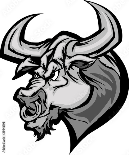 Bull Longhorn Mascot Head Vector Cartoon