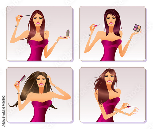 Fashion model is representing  cosmetics collection