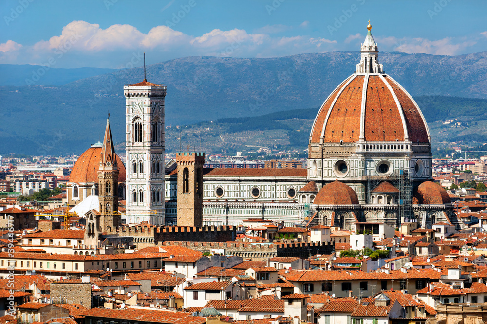 rooftop view of Basilica di Santa Maria del Fiore in Florence