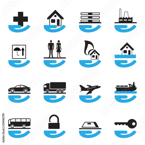 Diverse insurance icons set - vector illustration