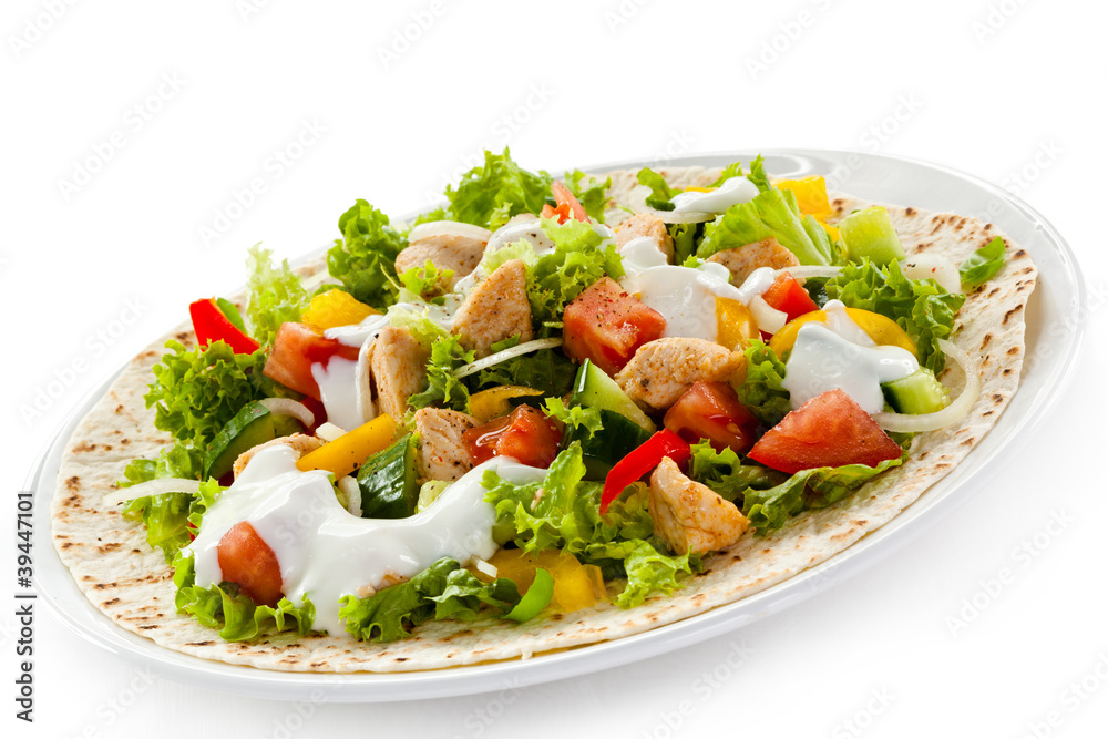 Kebab - grilled meat and vegetables Kebab - grilled meat and vegetables