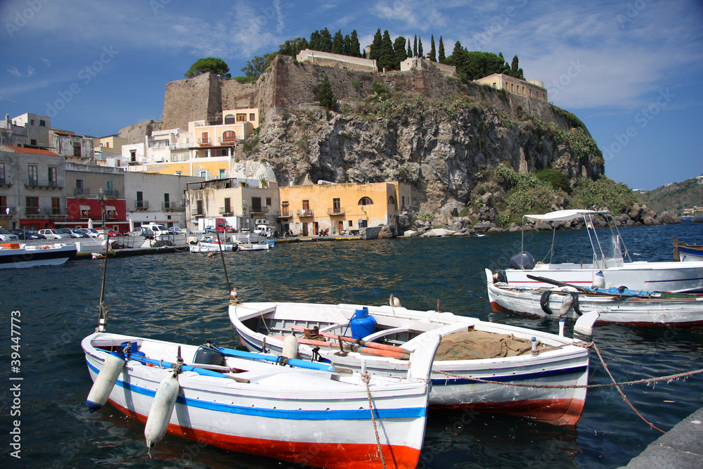 Lipari Island with marina in Italy
