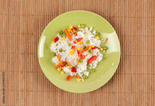 rice with vegetables on a plate