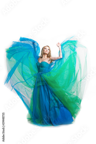 Stylish woman in a blue dress photo