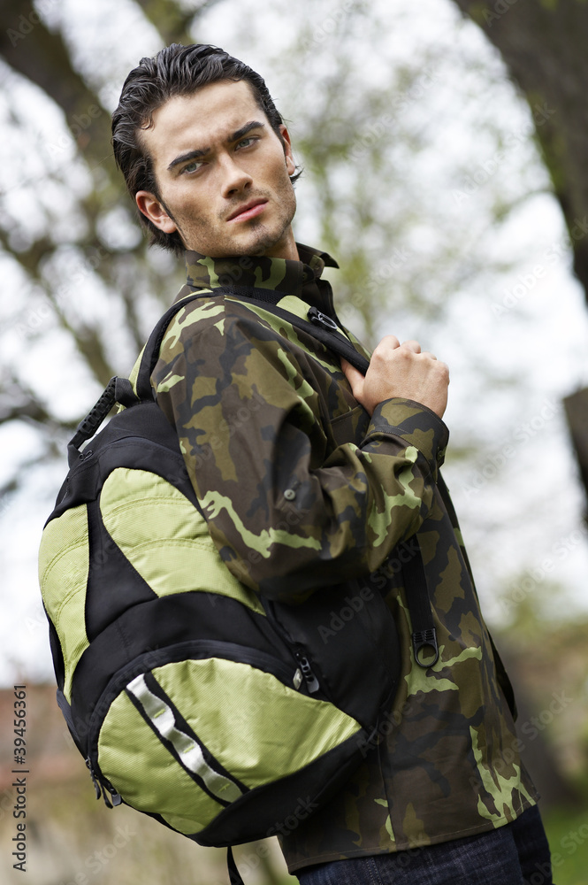Young man with a rucksack