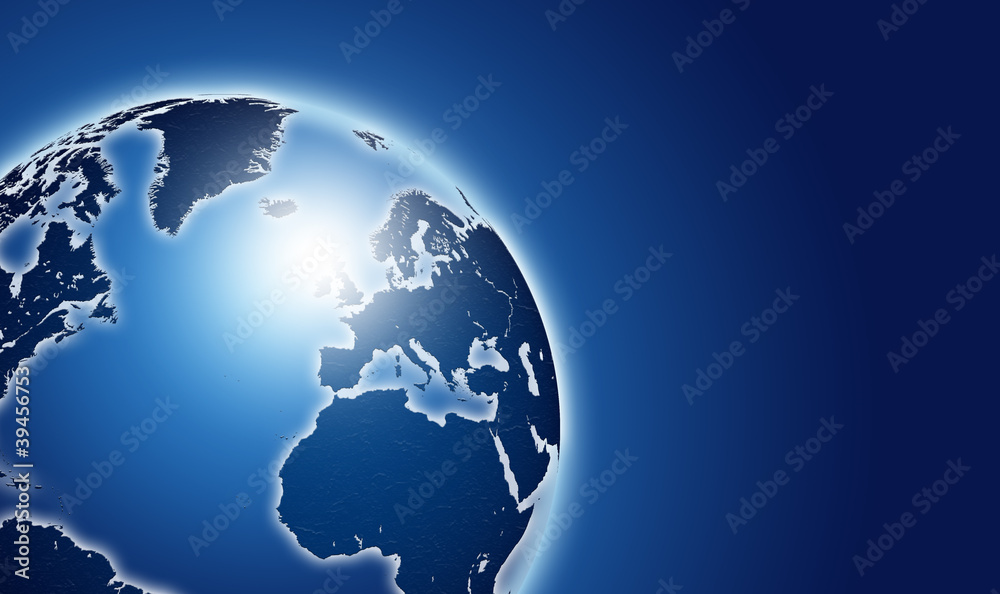 shining blue world map over dark shining blue world map over dark
