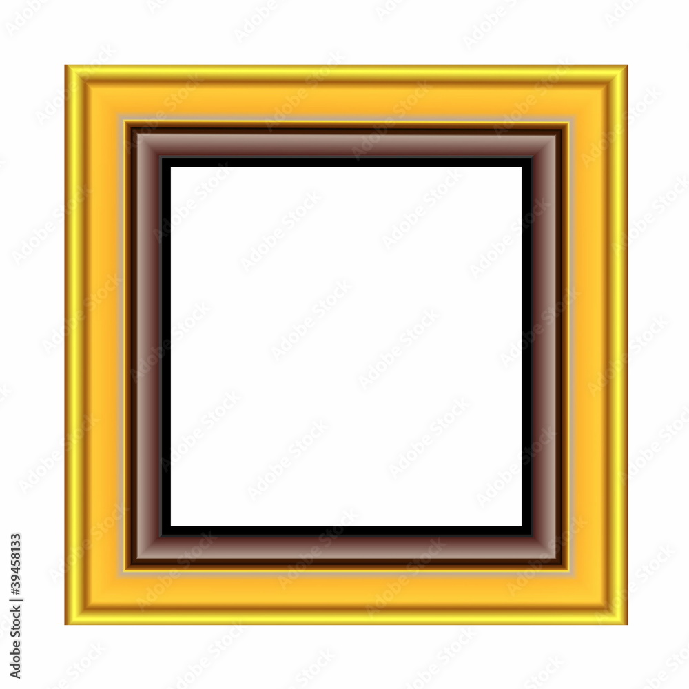 Modern gold frame. Isolated over white background Modern gold frame. Isolated over white background