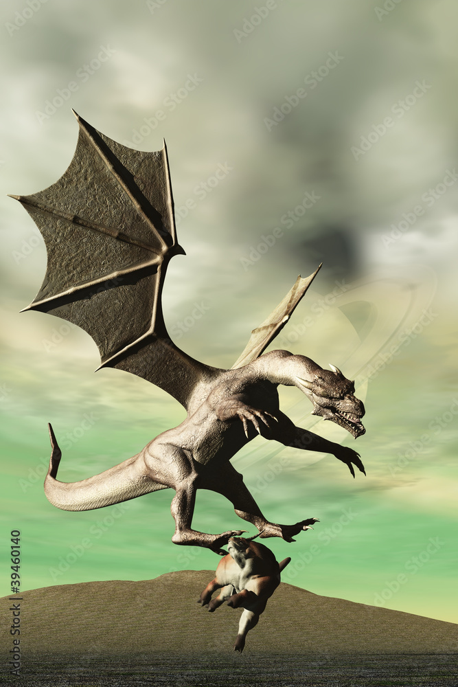 Fototapeta premium Dragon swoops for the kill