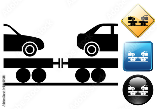 Freight train with cars pictogram and icons