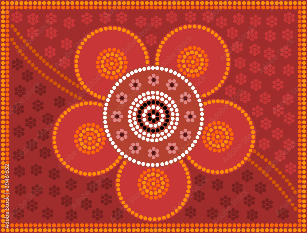 Aboriginal style of dot painting depicting: Flower Stock Illustration ...