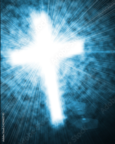 glowing cross in sky