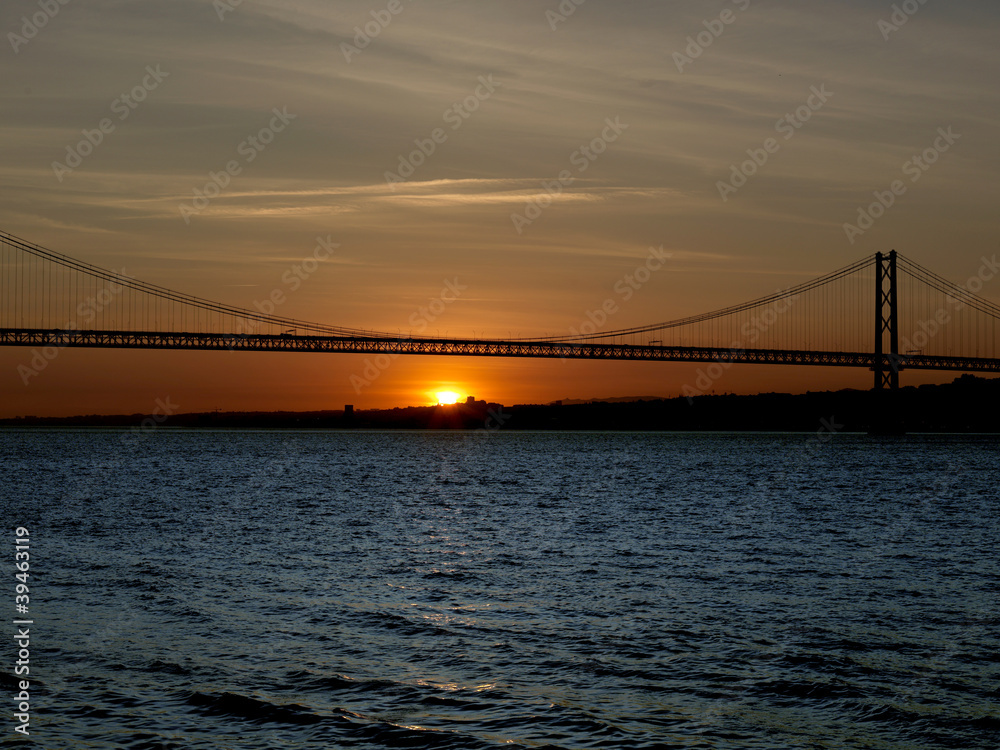 Lisbon City view at night time, with space for caption above Lisbon City view at night time, with space for caption above
