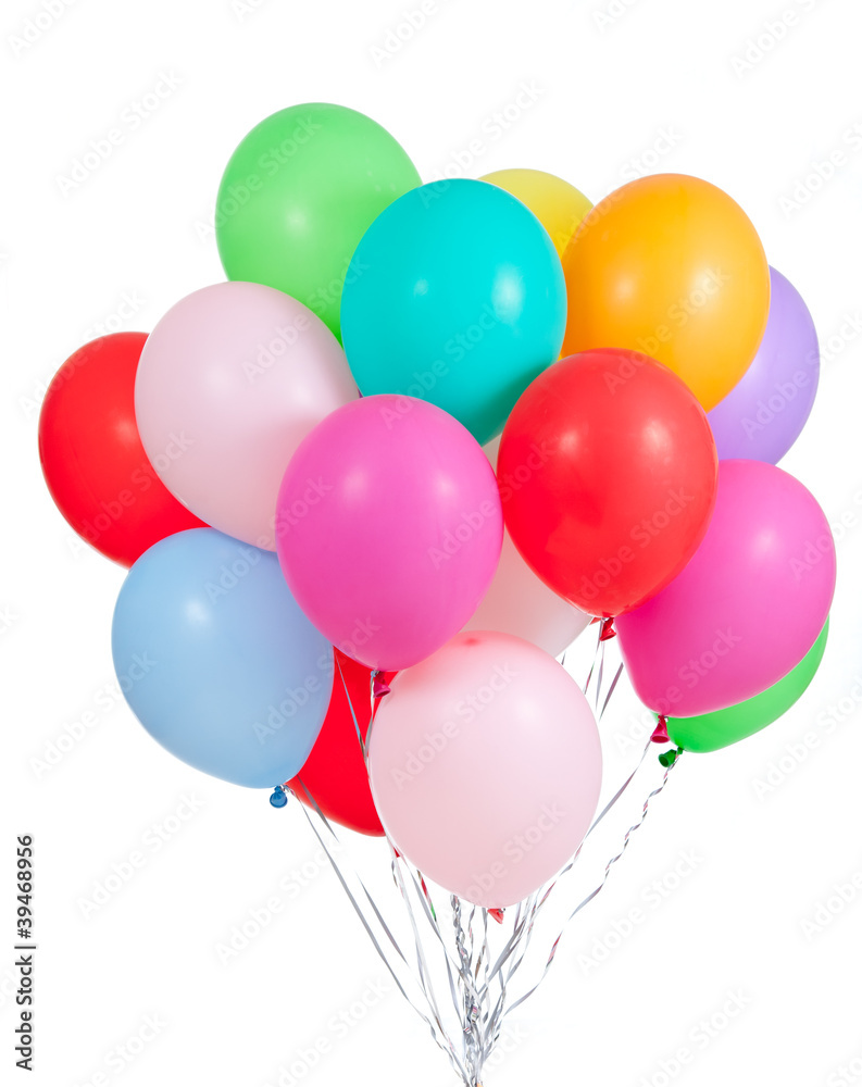 colorful ballons bunch isolated on white background