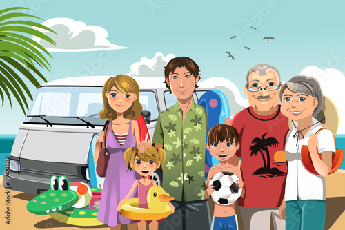 Family on beach vacation