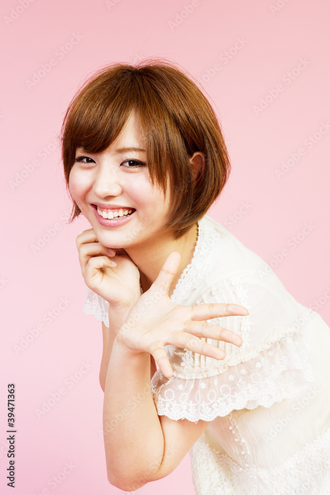 Beautiful young woman on pink background Beautiful young woman on pink background