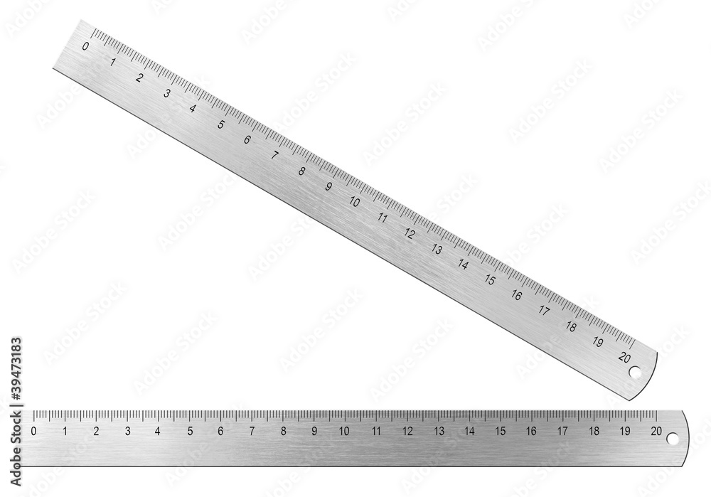Metal twenty centimetres ruller isolated on white Metal twenty centimetres ruller isolated on white